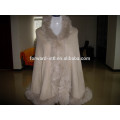 2017 fashion design luxury fox fur trim cashmere hood cape